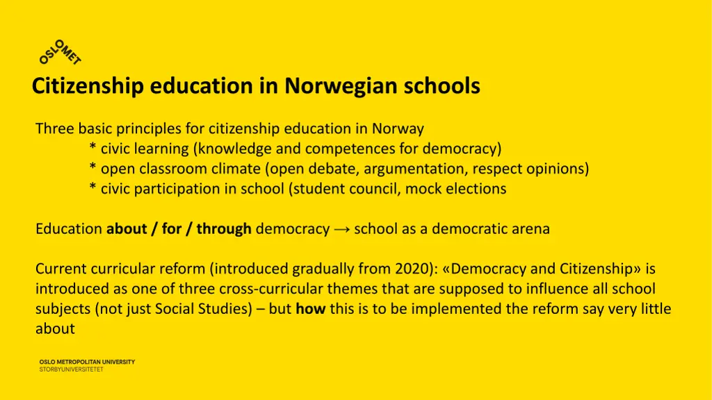 citizenship education in norwegian schools 1