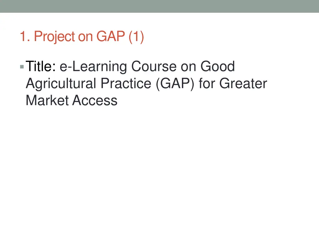1 project on gap 1