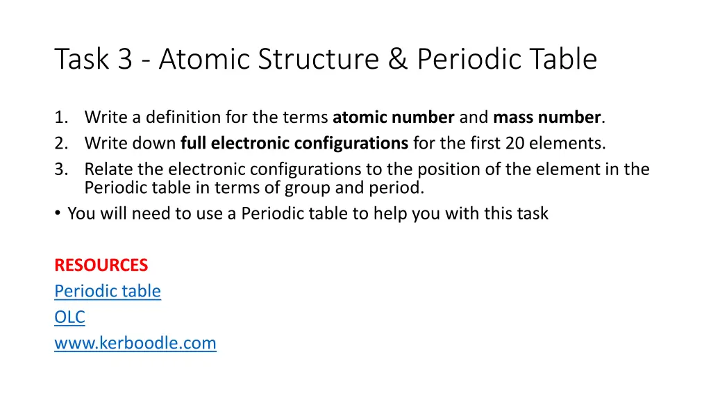 task 3 atomic structure periodic table