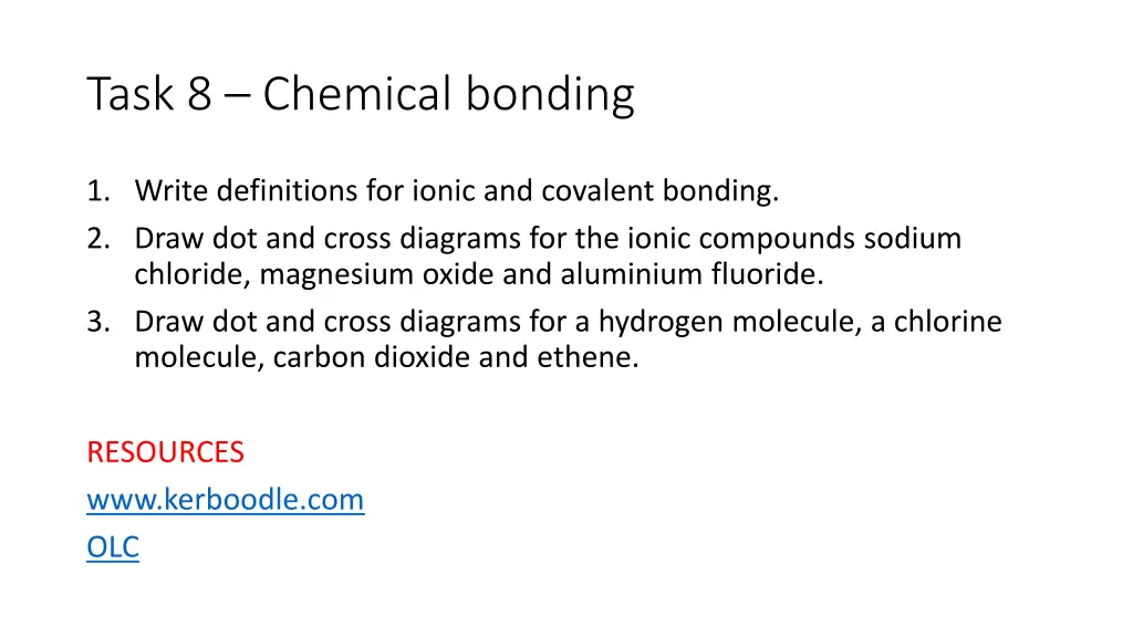task 8 chemical bonding