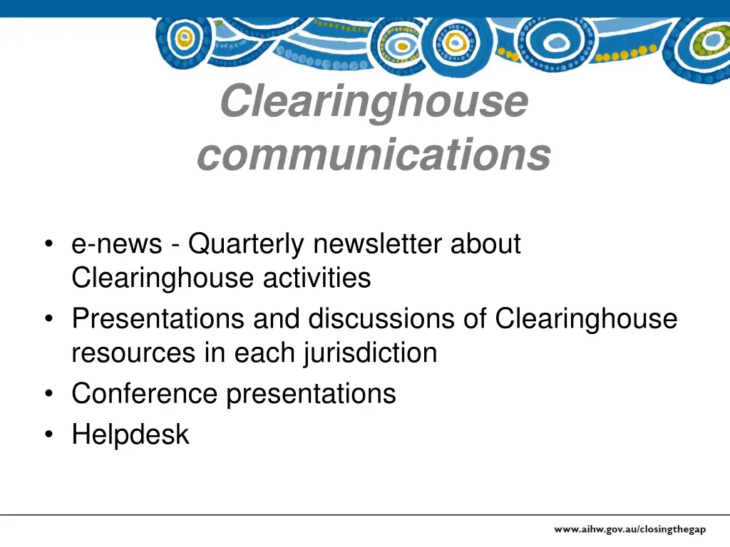 clearinghouse communications