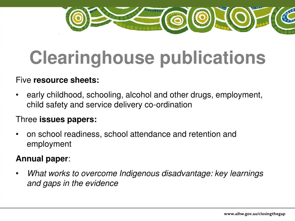 clearinghouse publications 1