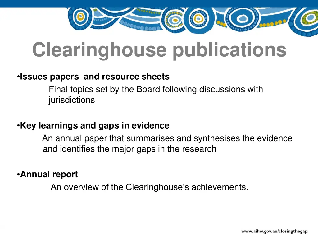 clearinghouse publications