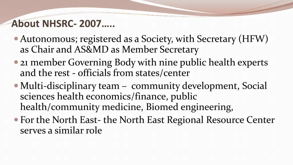 about nhsrc 2007 autonomous registered