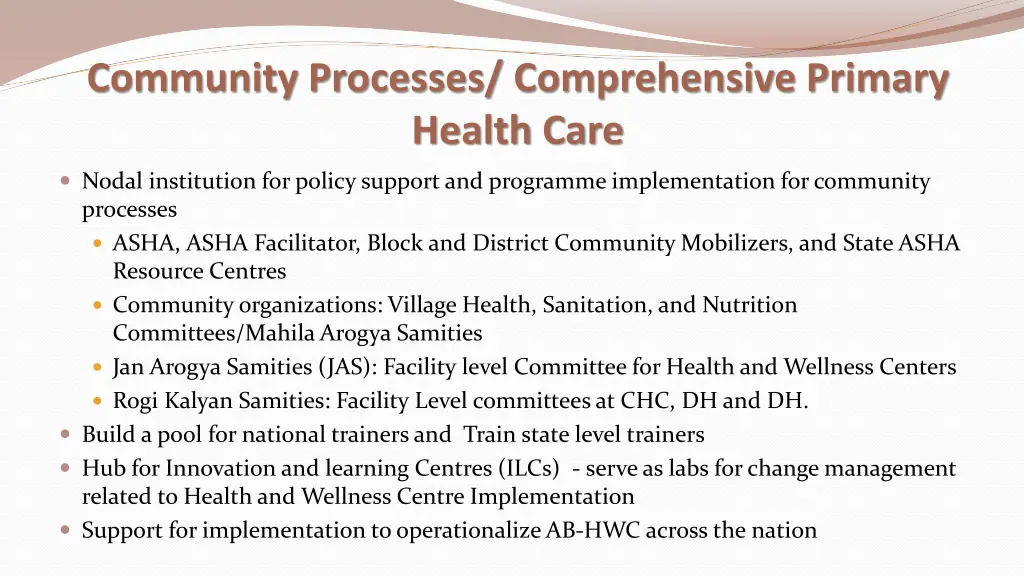 community processes comprehensive primary health 1