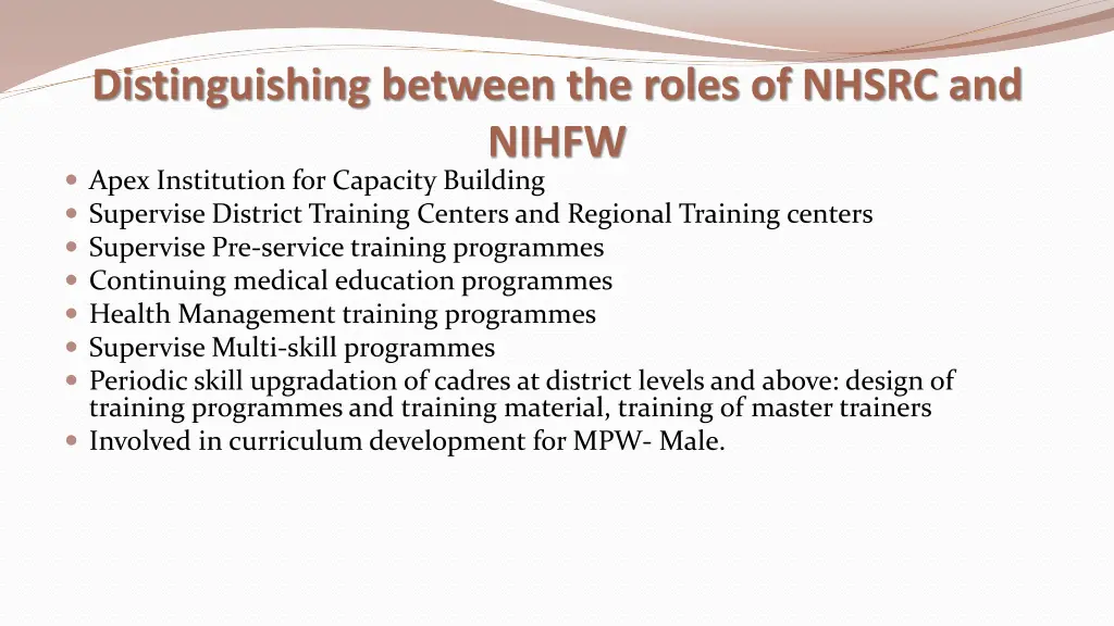 distinguishing between the roles of nhsrc