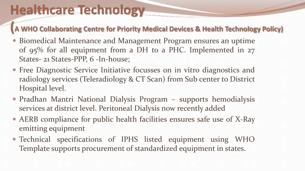 healthcare technology a who collaborating centre