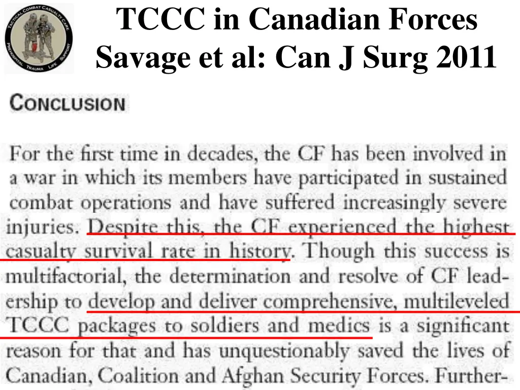 tccc in canadian forces savage et al can j surg