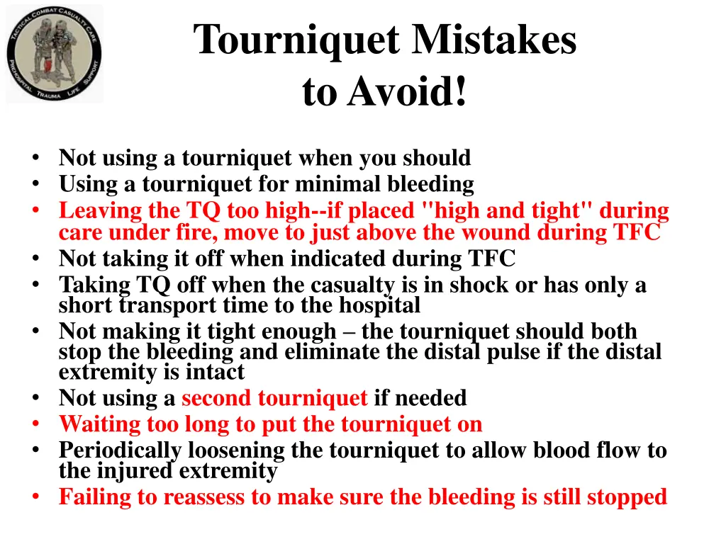 tourniquet mistakes to avoid