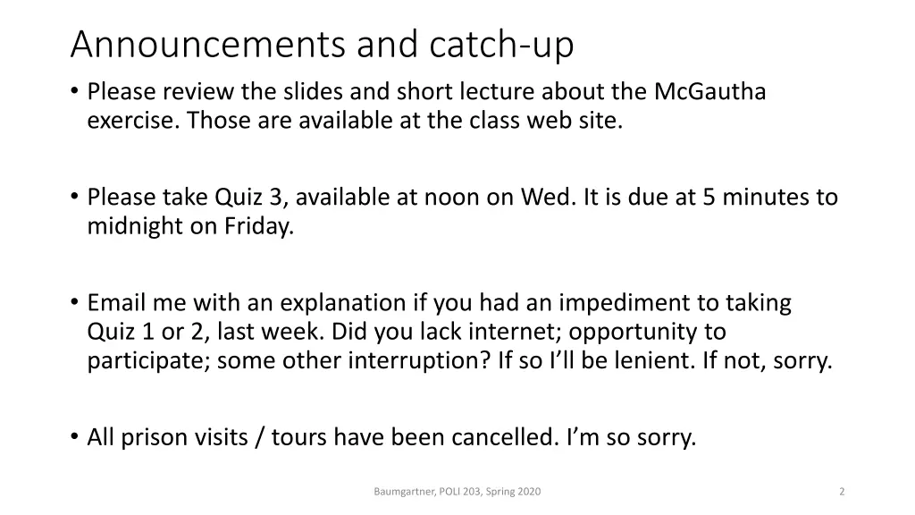 announcements and catch up please review