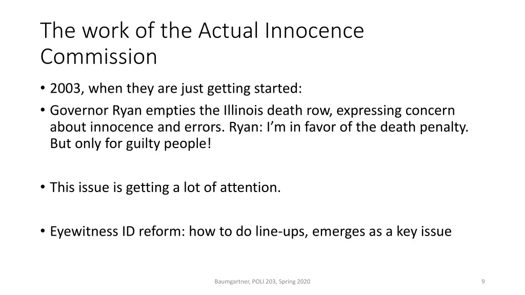 the work of the actual innocence commission