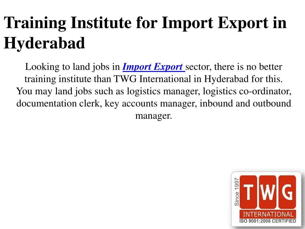 training institute for import export in hyderabad