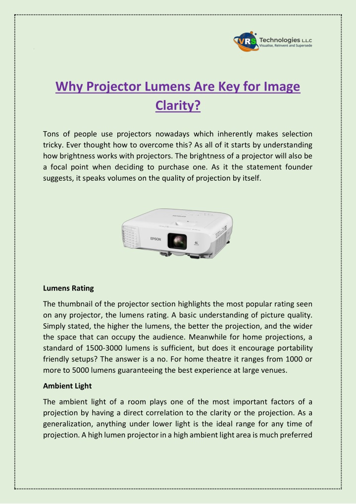 why projector lumens are key for image clarity