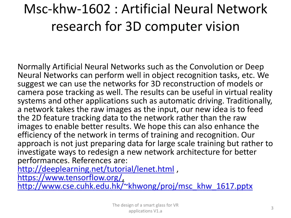 msc khw 1602 artificial neural network research