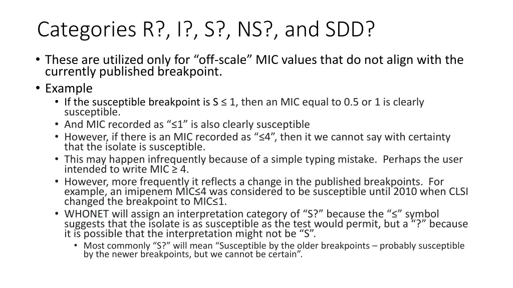 categories r i s ns and sdd