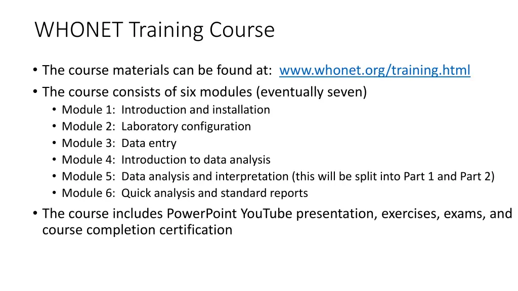 whonet training course
