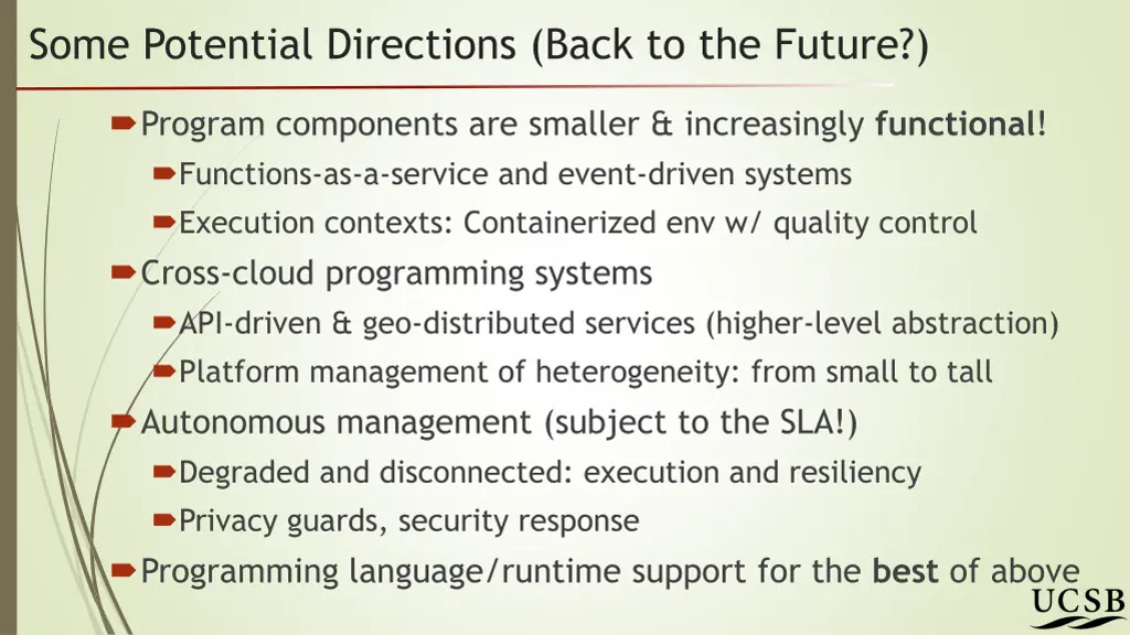 some potential directions back to the future