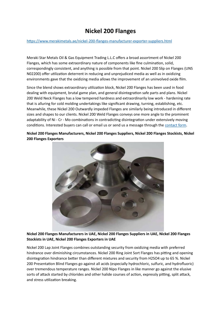 nickel 200 flanges