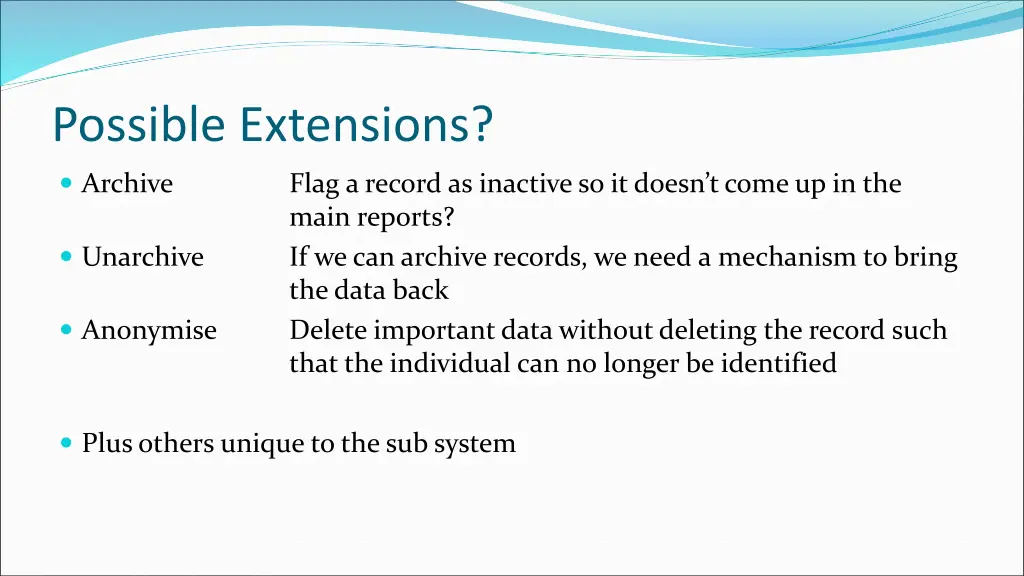 possible extensions