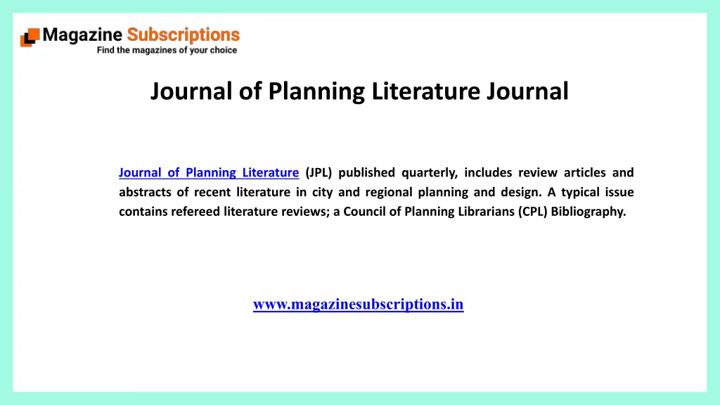 journal of planning literature journal