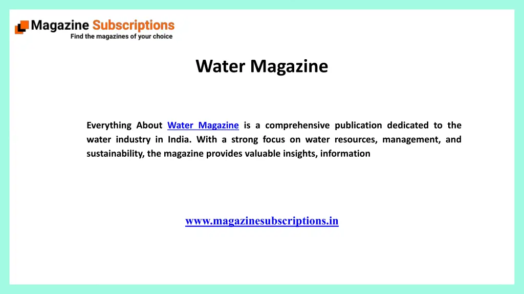 water magazine