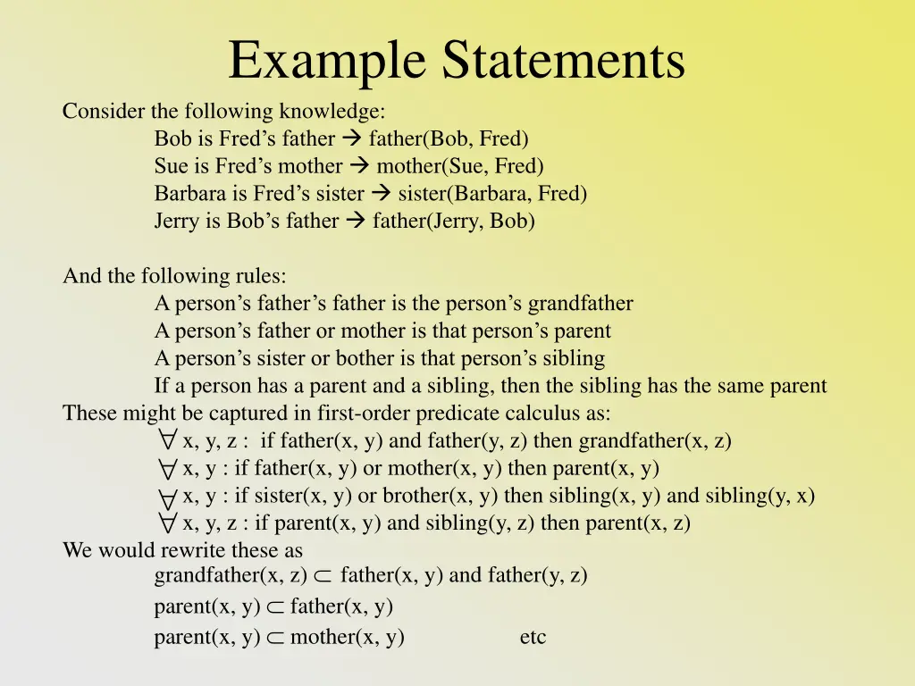 example statements consider the following