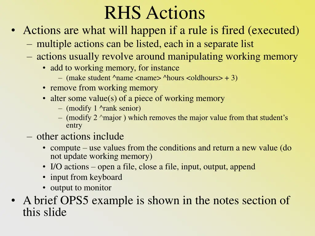 rhs actions