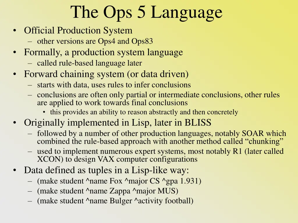 the ops 5 language official production system