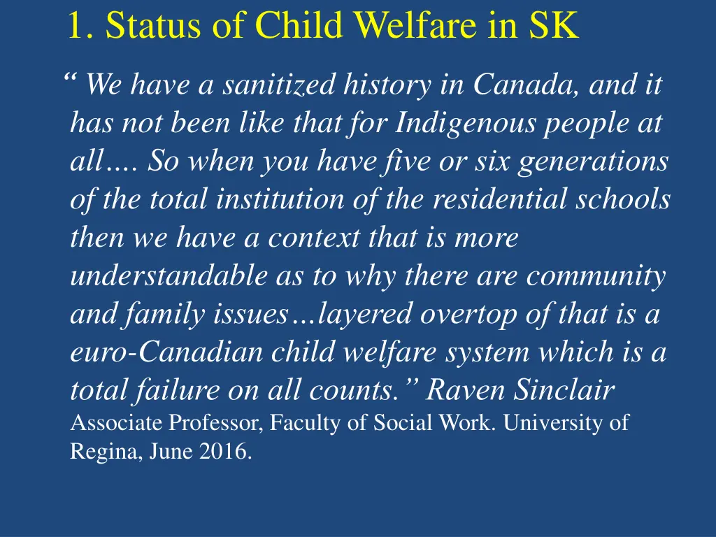 1 status of child welfare in sk