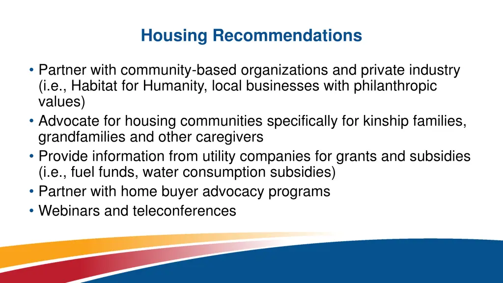 housing recommendations