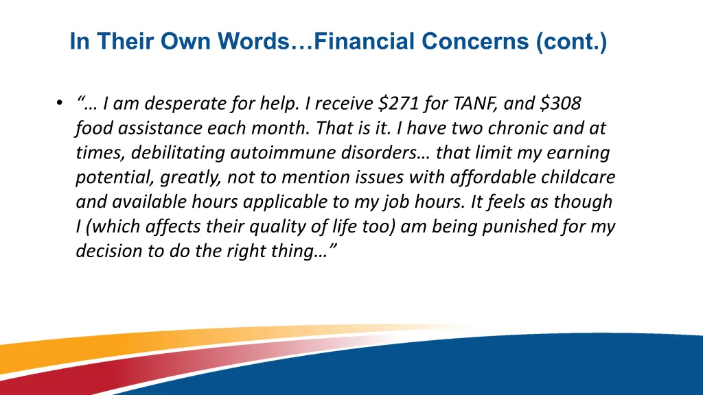 in their own words financial concerns cont