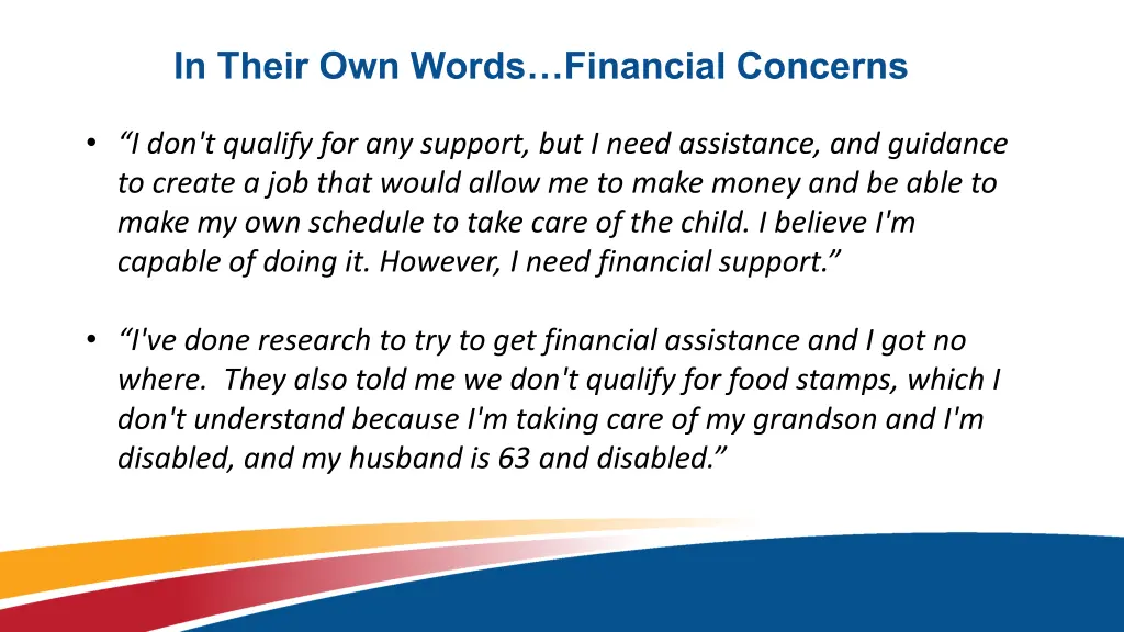 in their own words financial concerns