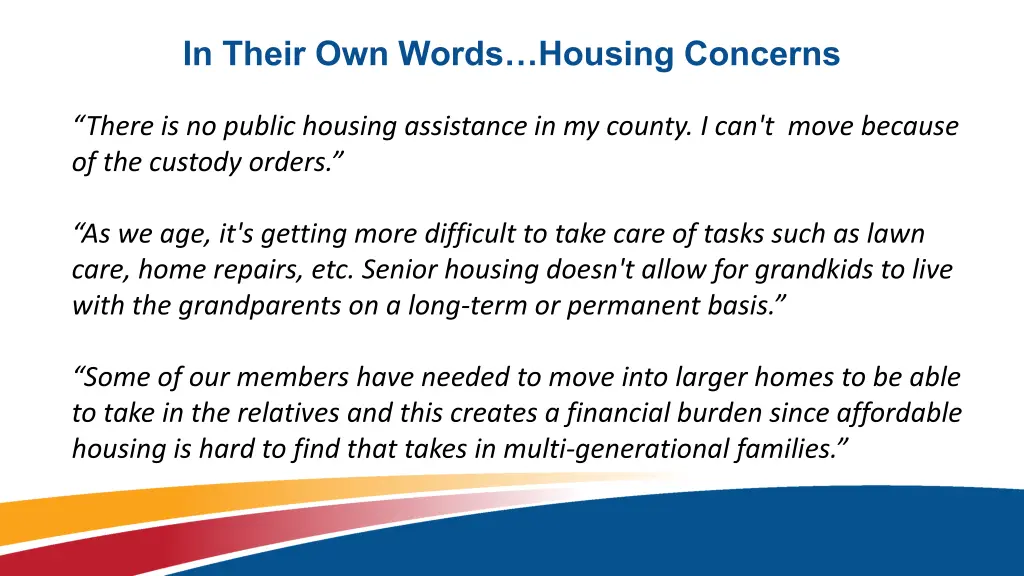 in their own words housing concerns