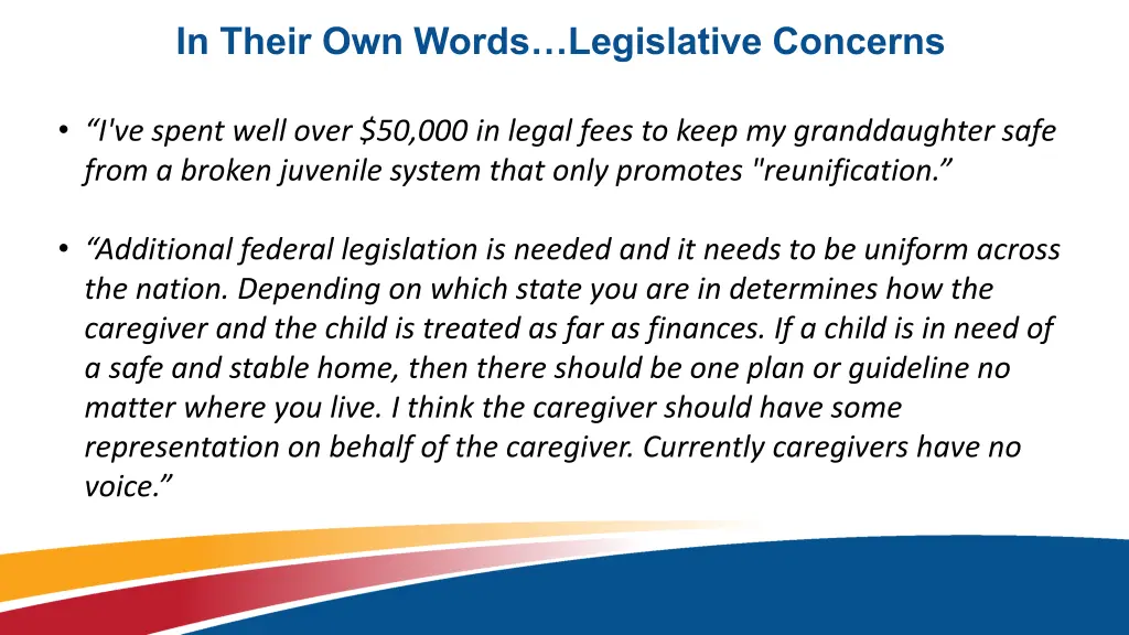 in their own words legislative concerns