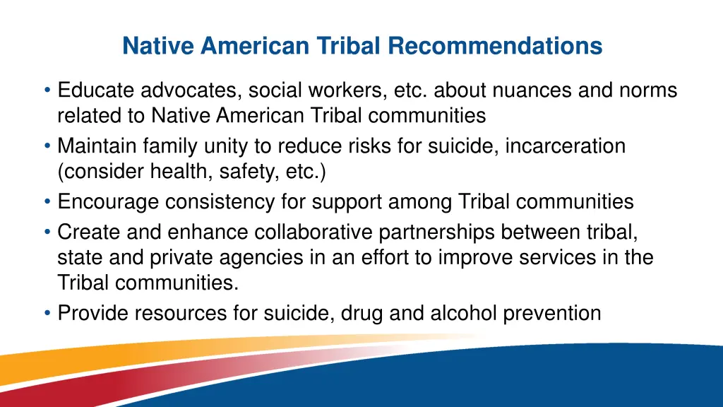 native american tribal recommendations