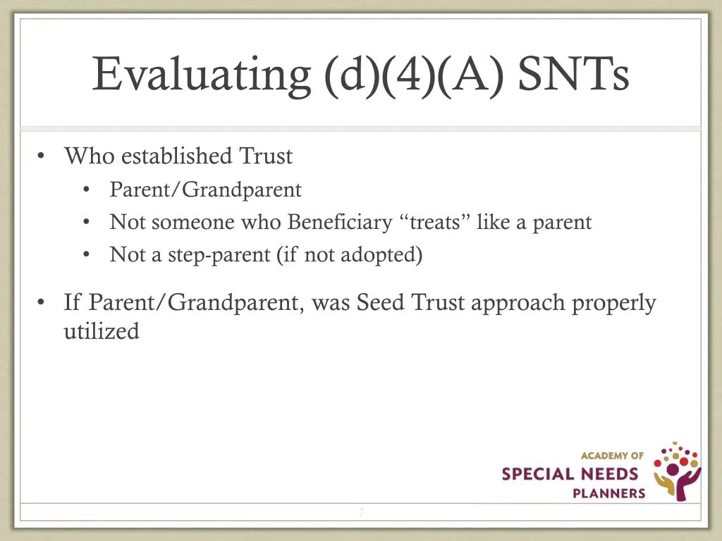 evaluating d 4 a snts 1