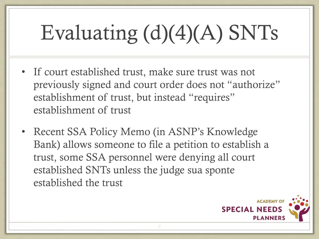 evaluating d 4 a snts 2