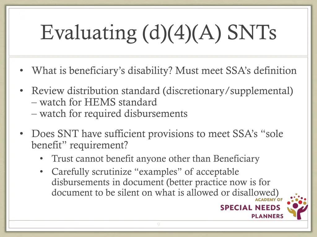 evaluating d 4 a snts 3