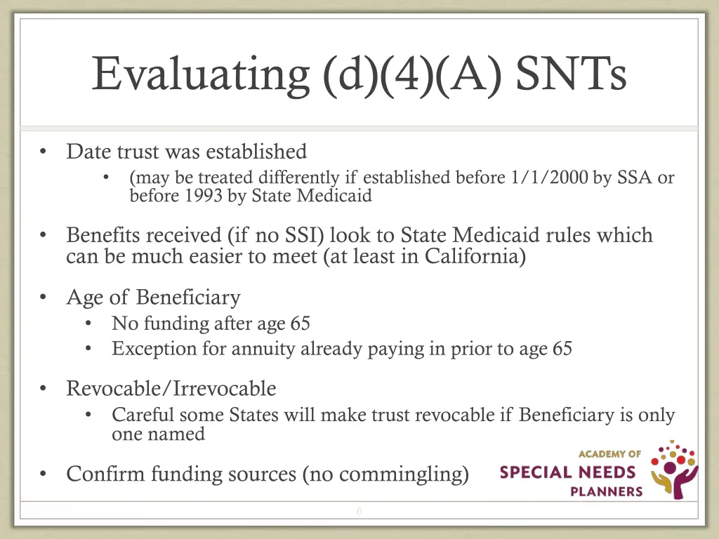 evaluating d 4 a snts