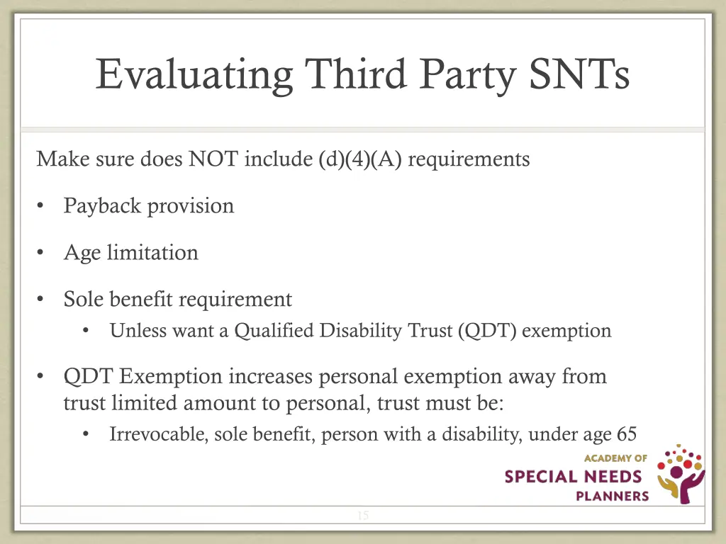 evaluating third party snts 1