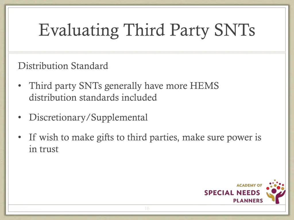 evaluating third party snts 2