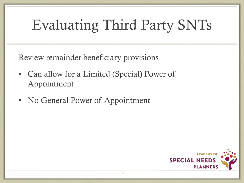 evaluating third party snts 5