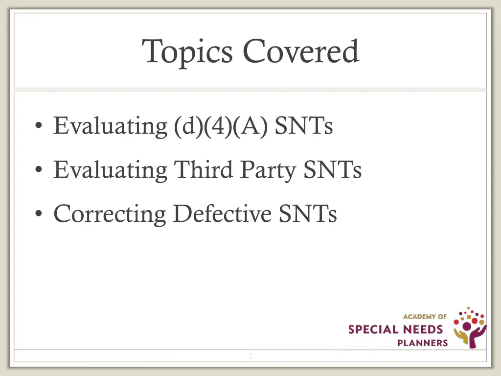topics covered