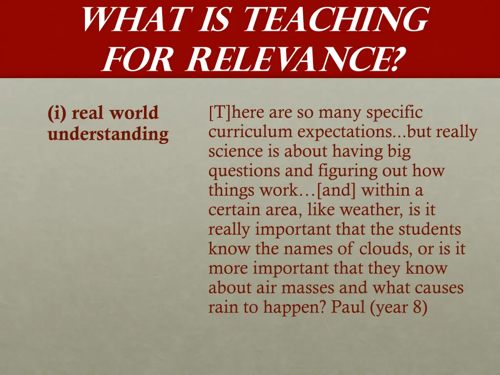 what is teaching for relevance