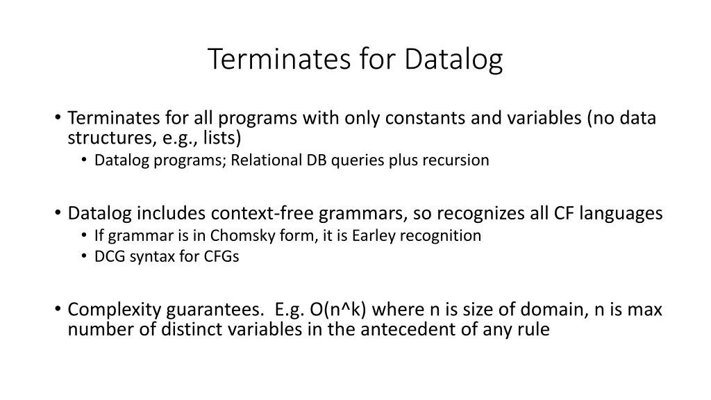 terminates for datalog