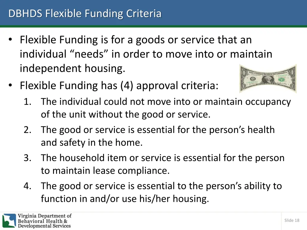 dbhds flexible funding criteria