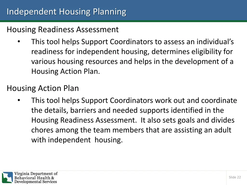 independent housing planning