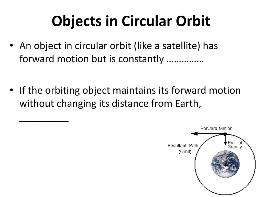 objects in circular orbit 1