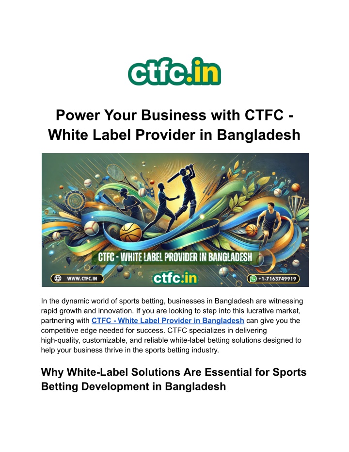 power your business with ctfc white label