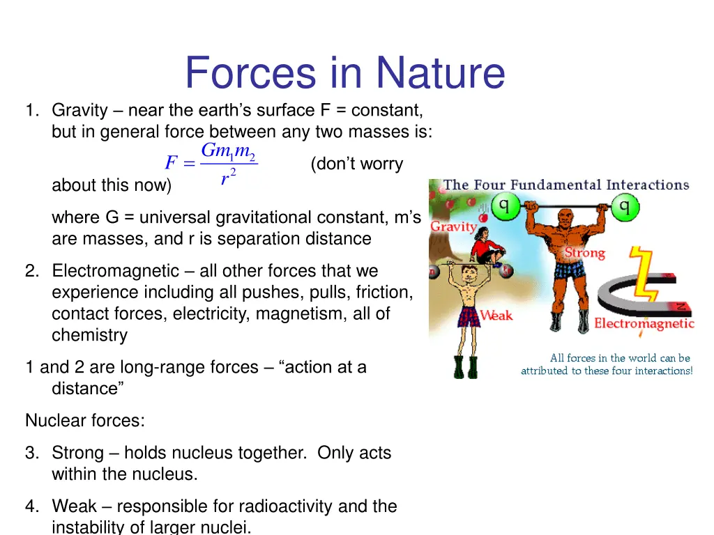 forces in nature 1 gravity near the earth